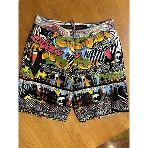 Robert Graham Swim Trunks Mens 36 Graffiti Graphic Board Shorts Lined Y2K
